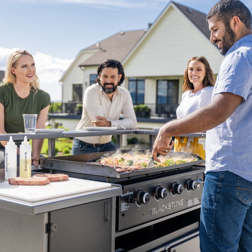 Utilize the 4 independently controlled burners to warm tortillas on one side, while you sear steaks on another.