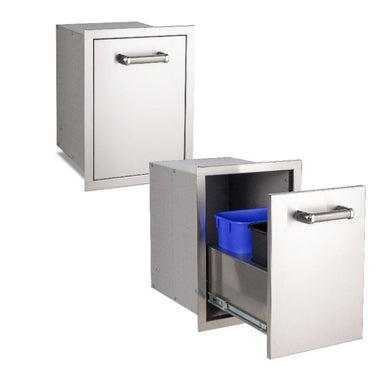 Fire Magic 53820TSC Premium Flush Double Trash Cabinet, 14.5x21-Inch&nbsp;provides a premium stainless steel built-in trash enclosure for your perfect grill island.