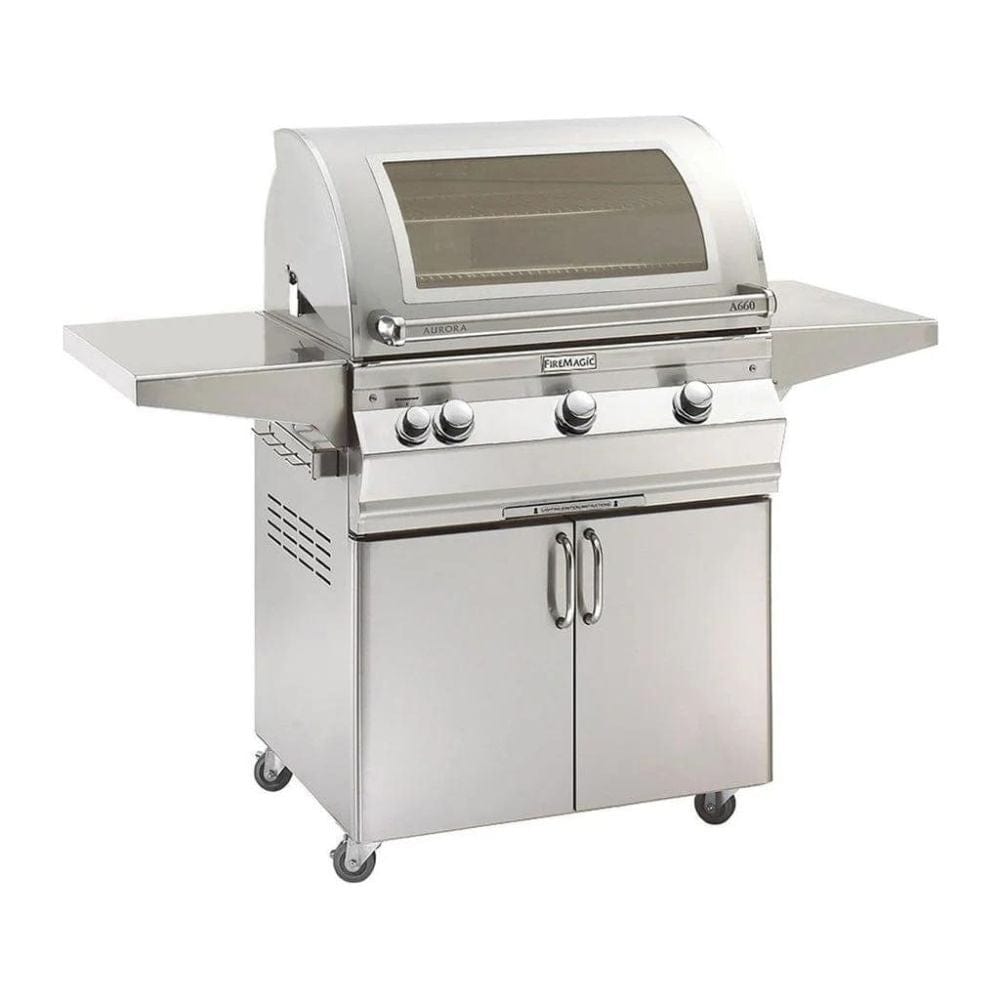 Fire Magic Aurora 30" Freestanding Grill w/ Backburner, Rotisserie Kit & Analog Thermometer