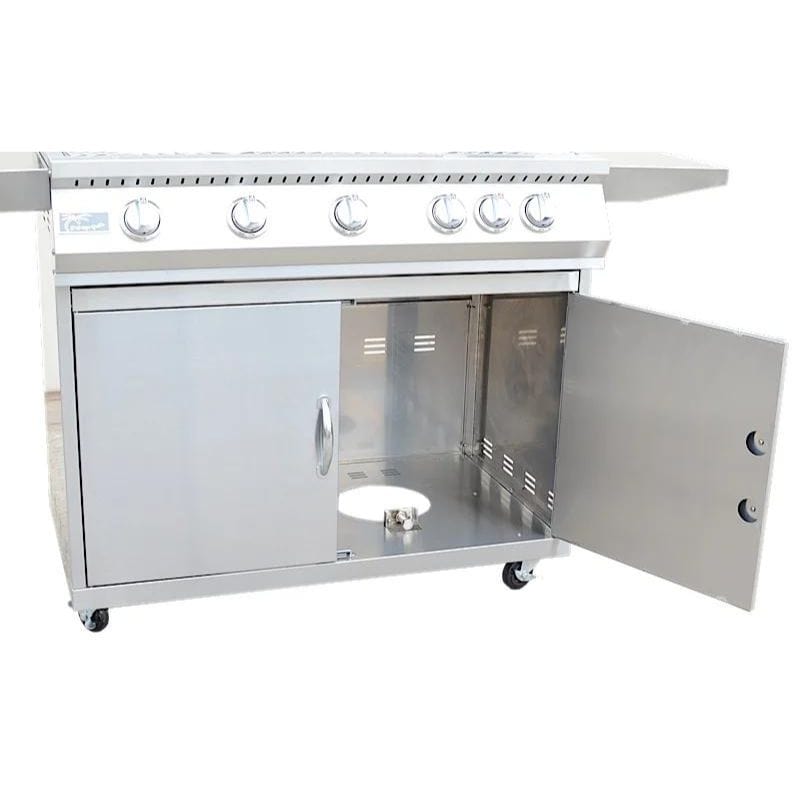 KoKoMo 5 Burner 40" Cart Model BBQ Grill With Locking Casters 304 Stainless Steel