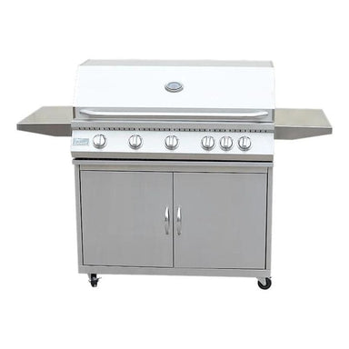 Heavy Duty 304 Stainless Steel Grill Cart for Kokomo Grill. Has side shelving on each side for a great cooking area. 