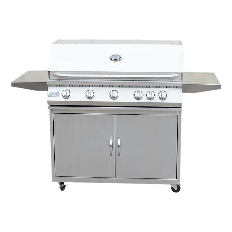 Heavy Duty 304 Stainless Steel Grill Cart for Kokomo Grill. Has side shelving on each side for a great cooking area. 