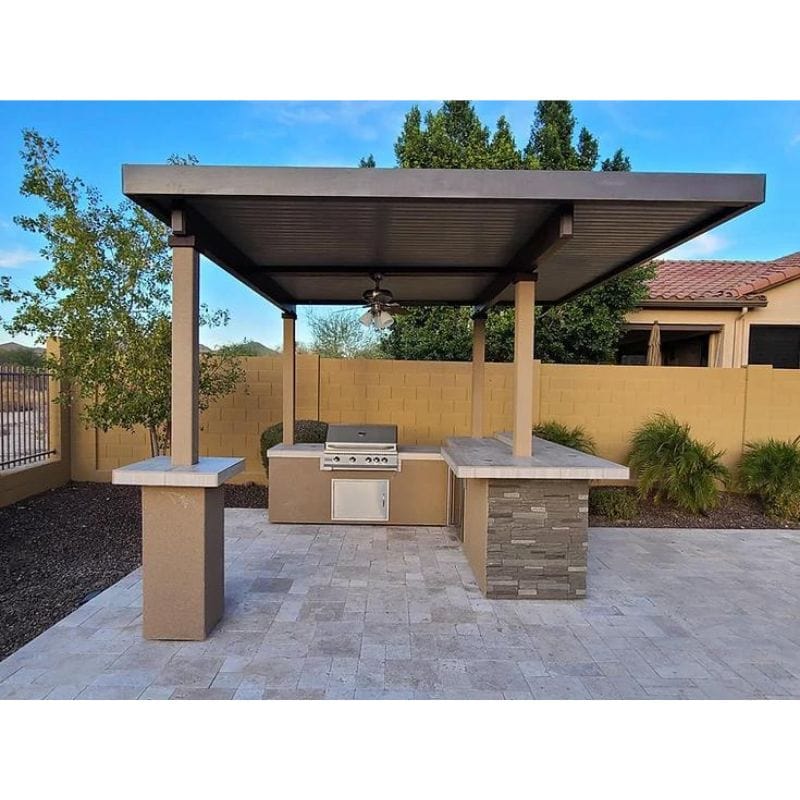 KoKoMo Aruba BBQ Island w/ 12' x 12' Pergola Built-In BBQ Grill | Aruba12x12Canopy