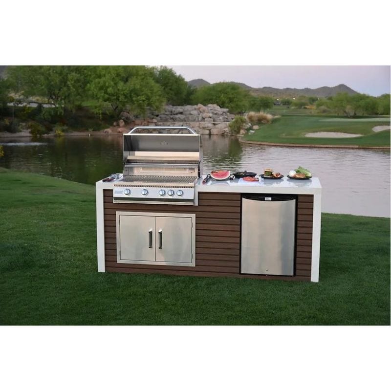 KoKoMo Grill Classic Shiplap Outdoor Kitchen Island With Waterfall Edge