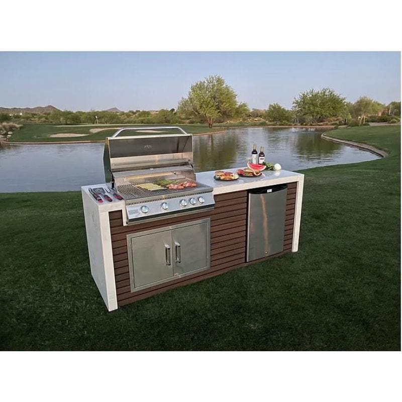 KoKoMo Grill Classic Shiplap Outdoor Kitchen Island With Waterfall Edge