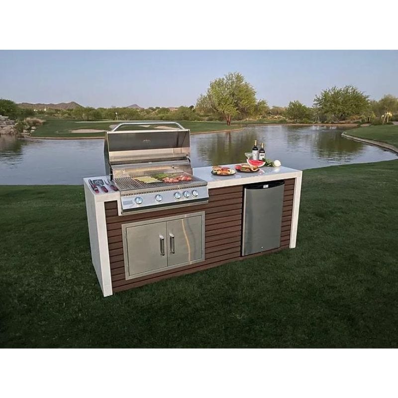 KoKoMo Grill Classic Shiplap Outdoor Kitchen Island With Waterfall Edge