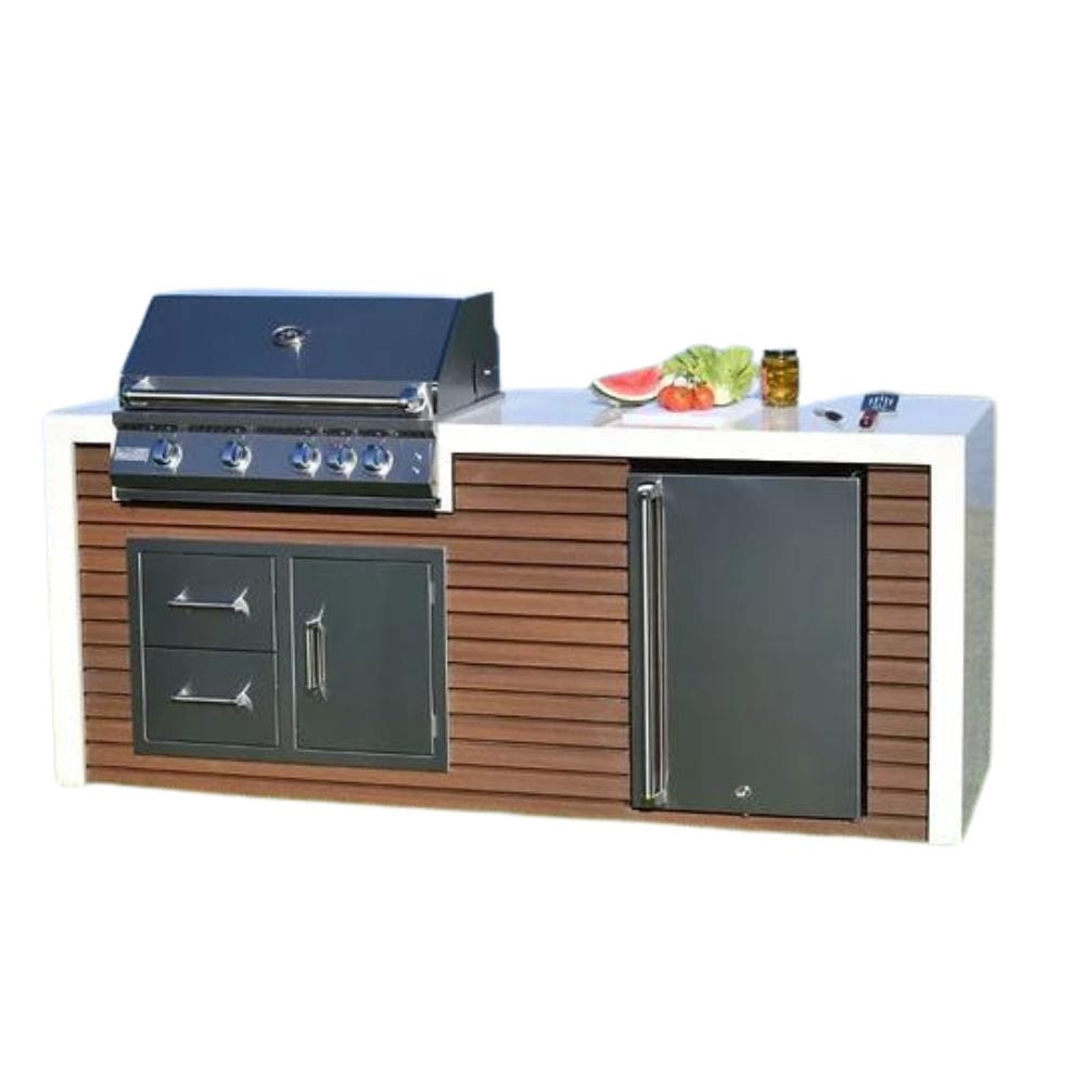 Professional Shiplap Outdoor Kitchen KoKoMo Grill With Waterfall Edge by KoKoMo | Waterfall