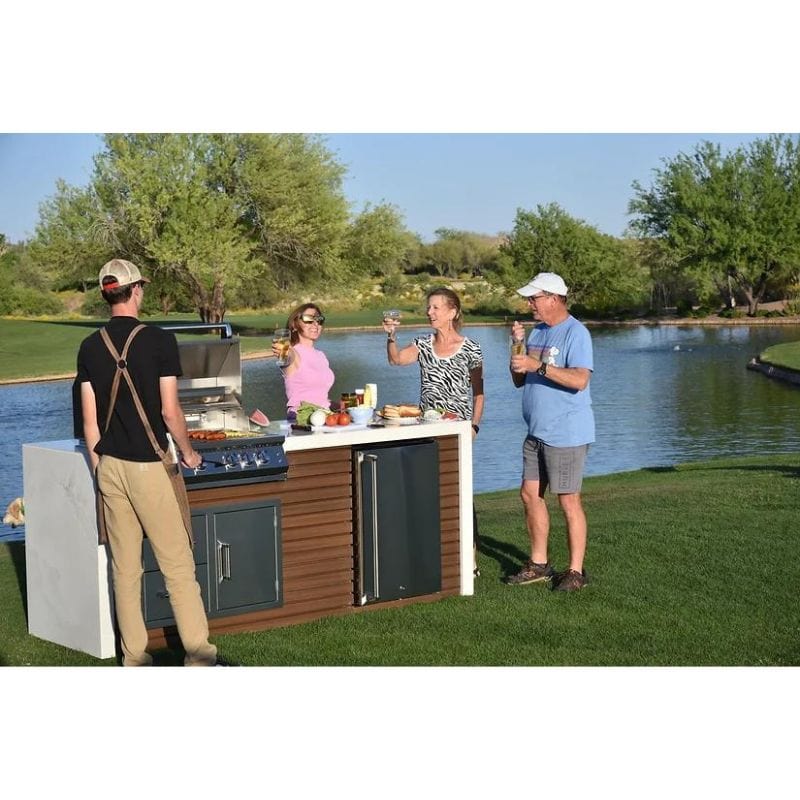 KoKoMo Grills Professional Shiplap Outdoor Kitchen Island With Waterfall Edge | Waterfall