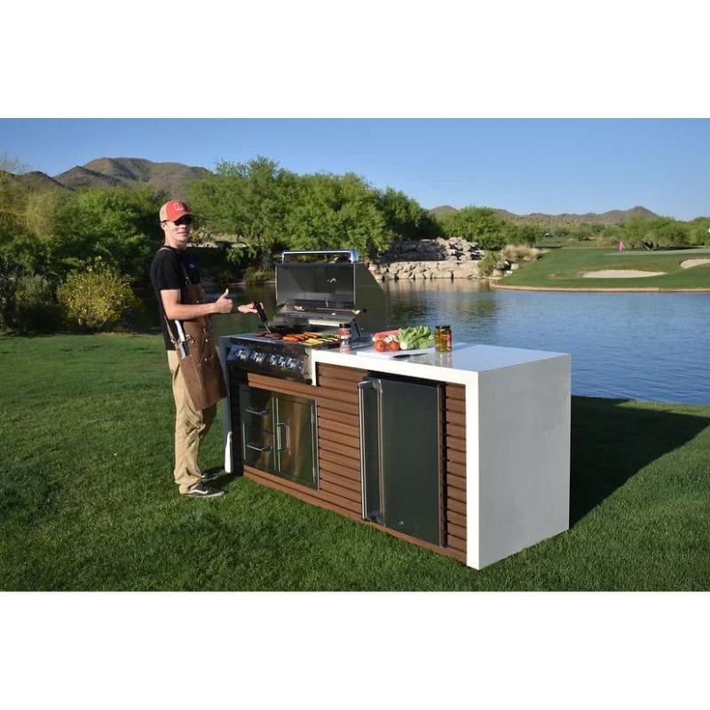 KoKoMo Grills Professional Shiplap Outdoor Kitchen Island With Waterfall Edge | Waterfall