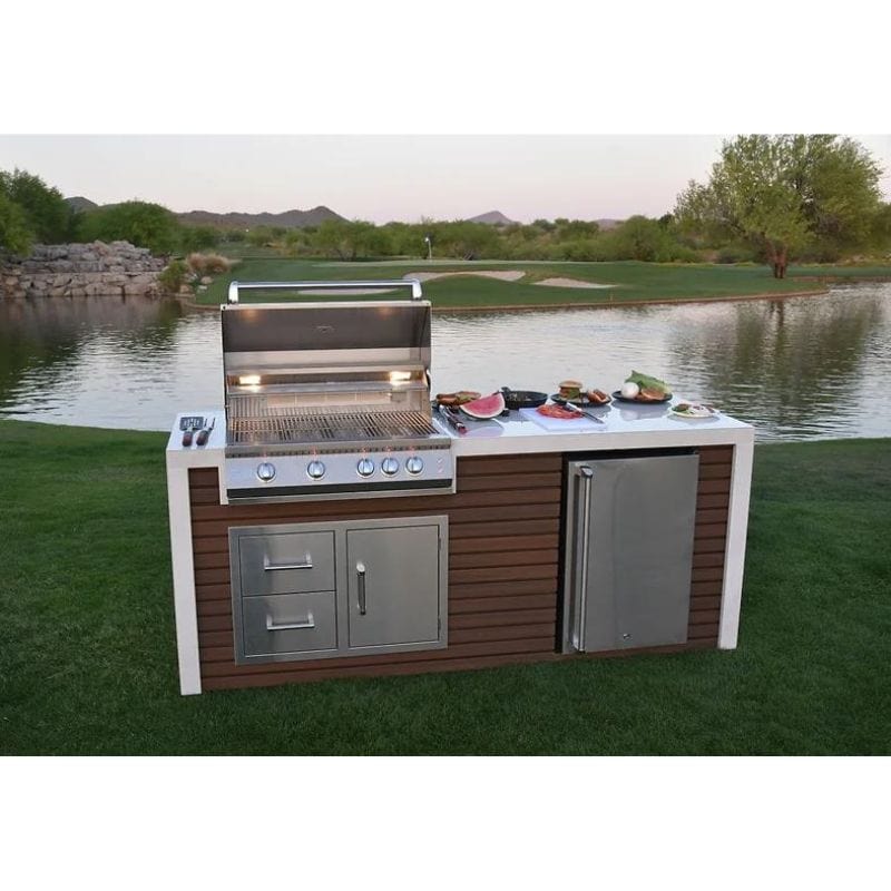 KoKoMo Grills Professional Shiplap Outdoor Kitchen Island With Waterfall Edge | Waterfall