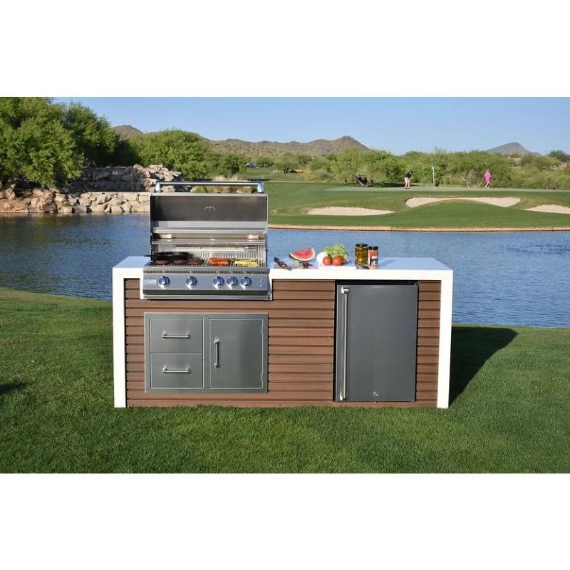 KoKoMo Grills Professional Shiplap Outdoor Kitchen Island With Waterfall Edge | Waterfall