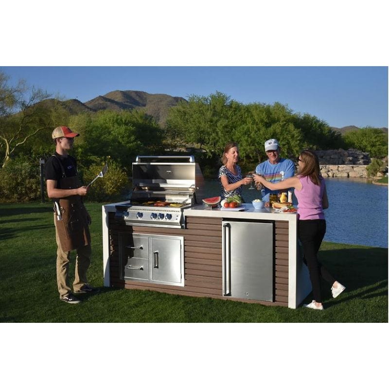 KoKoMo Grills Professional Shiplap Outdoor Kitchen Island With Waterfall Edge | Waterfall