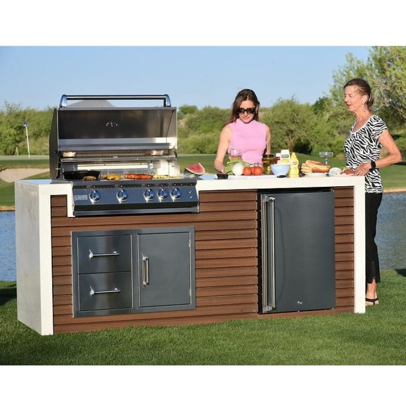 KoKoMo Grills Professional Shiplap Outdoor Kitchen Island With Waterfall Edge | Waterfall