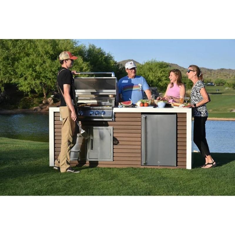 KoKoMo Grills Professional Shiplap Outdoor Kitchen Island With Waterfall Edge | Waterfall