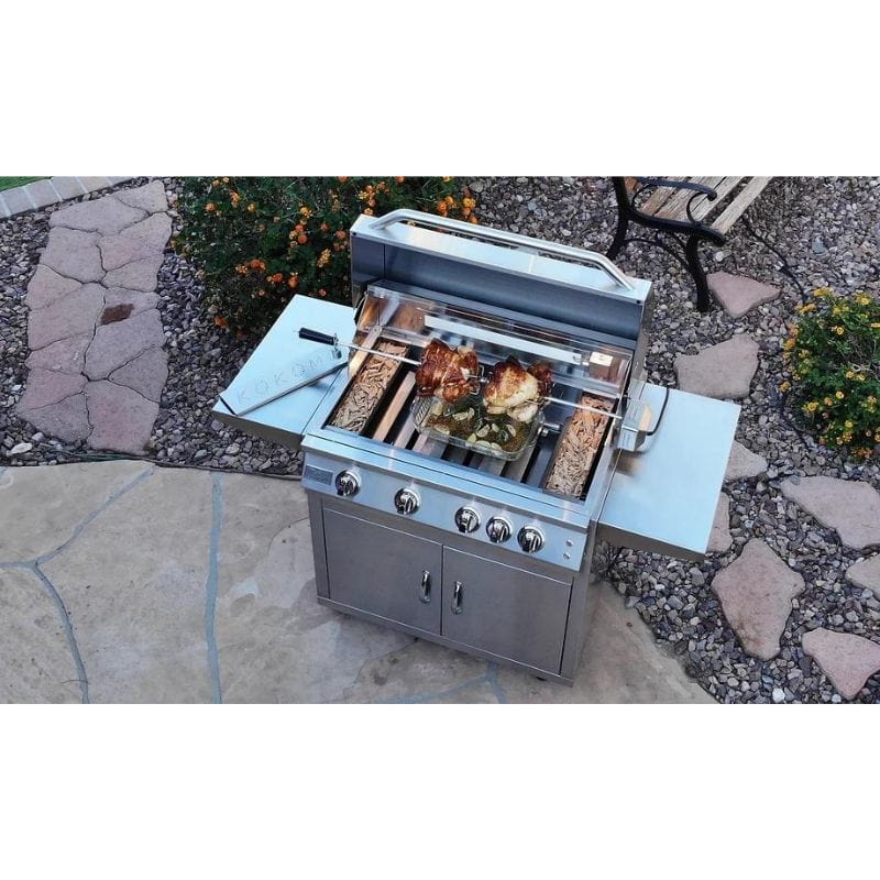 KoKoMo Professional 4 Burner 32" Cart Model BBQ Grill With Lights & Locking Casters