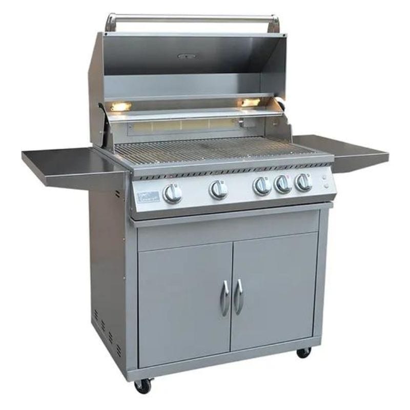 KoKoMo Professional 4 Burner 32" Cart Model BBQ Grill With Lights & Locking Casters