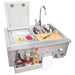 Simply drop in your 15x15 sink and 15x15 ice bin and let them drain to the 30" Farmhouse sink.