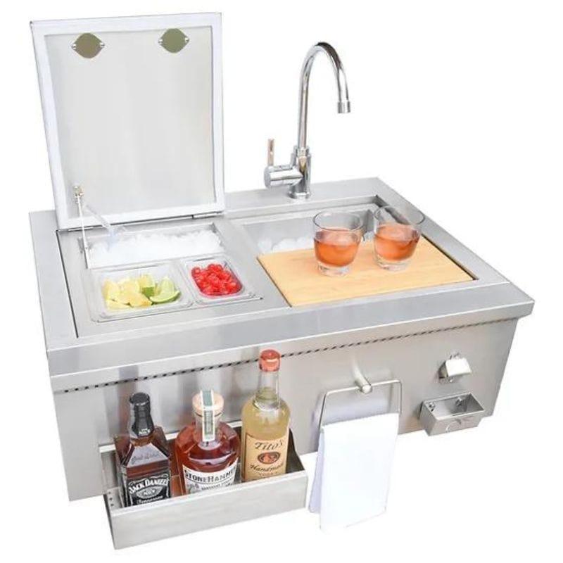 Kokomo 30" Built-In Bartender Cocktail Station With Sink Bottle Opener and Ice Chest