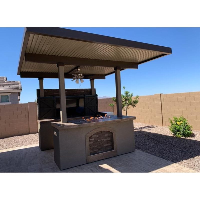 Kokomo Barn Door TV Wall BBQ Island Pergola Firepit 4 Burner Built In BBQ St. Croix | St.CroixBarnDoorTVWall