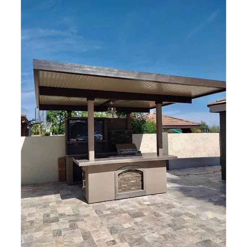 Kokomo Built-In Island Outdoor Kitchen With T.V. built-in BBQ Grill & Pergola | Baja-top