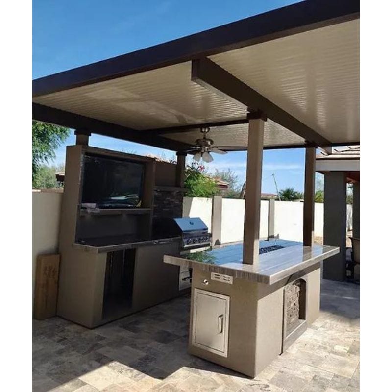 Kokomo Built-In Island Outdoor Kitchen With T.V. built-in BBQ Grill & Pergola | Baja-top