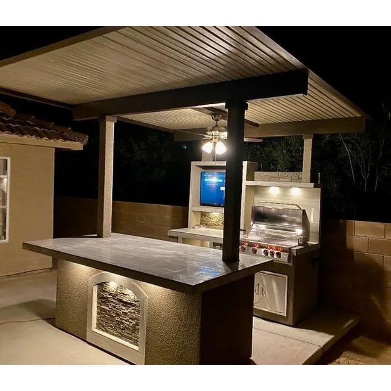 Kokomo Built-In Island Outdoor Kitchen With T.V. built-in BBQ Grill & Pergola | Baja-top